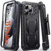 iPhone 15 Pro Max Phone Case: Belt-Clip Holster and Kickstand Rugged Full Protective Phone Case